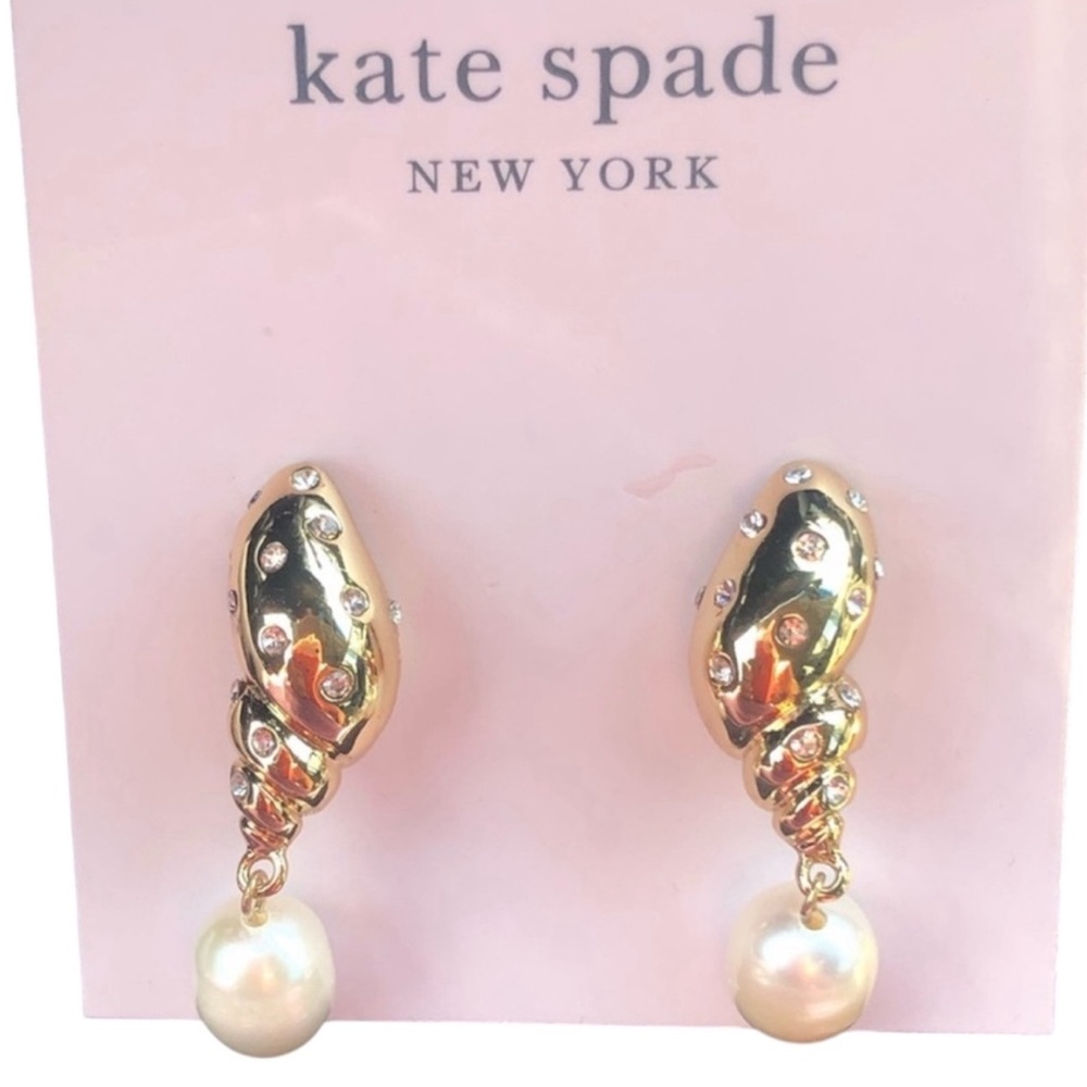 Kate Spade Gold Earrings with Pearl Accents - Picture 1 of 4